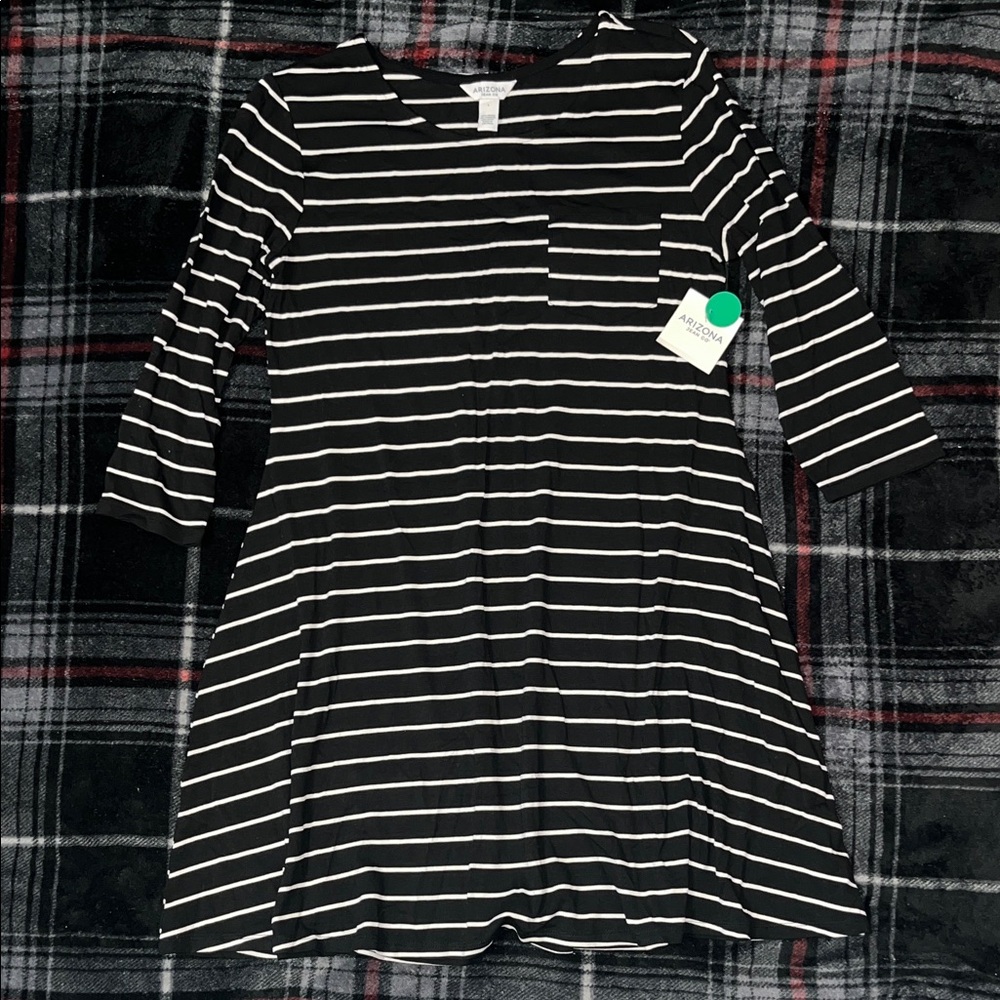 Arizona Jean Company Black and White Striped Mini Dress